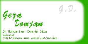 geza domjan business card